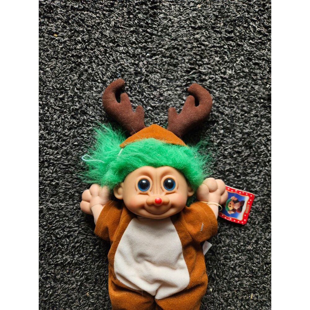 Vintage 90s Russ Troll Doll Kidz "Rudy" Reindeer Plush 11" Christmas - With Tag